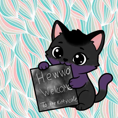 a small cat with a blank sheet of paper in its hand. the cat is sooooooo cute!