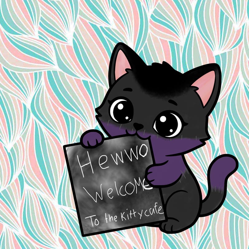 a small cat with a blank sheet of paper in its hand. the cat is sooooooo cute!