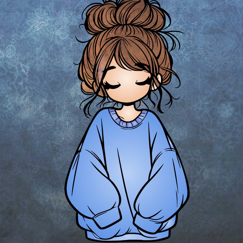 girl with baggy sweatshirt and messy bun