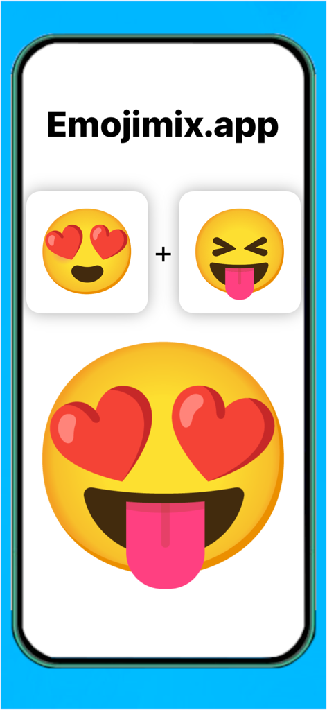 Emojimix Maker-Oberfläche, die die Emojis Herzaugen und herausgestreckte Zunge zusammenführt