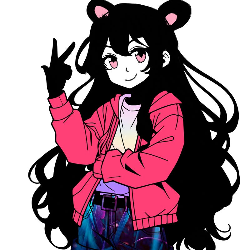 one anime girl with long hair and a cool pose