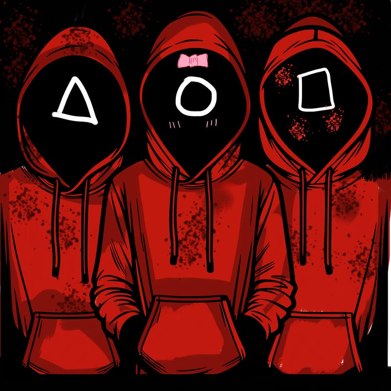 3 faceless people in  hoodies