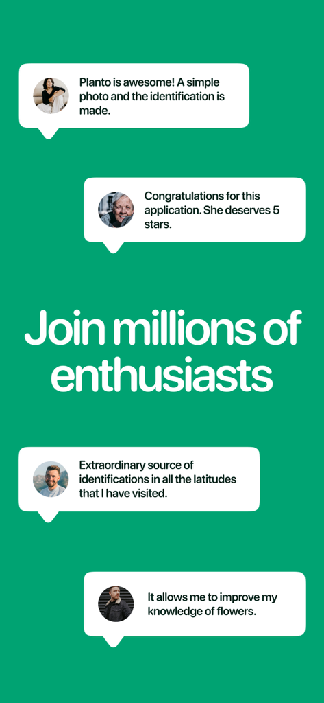Planto: Plant Identifier - User testimonials and positive reviews for the Planto plant identifier app