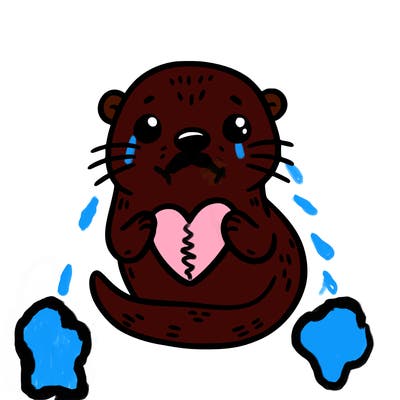 otter with a heart