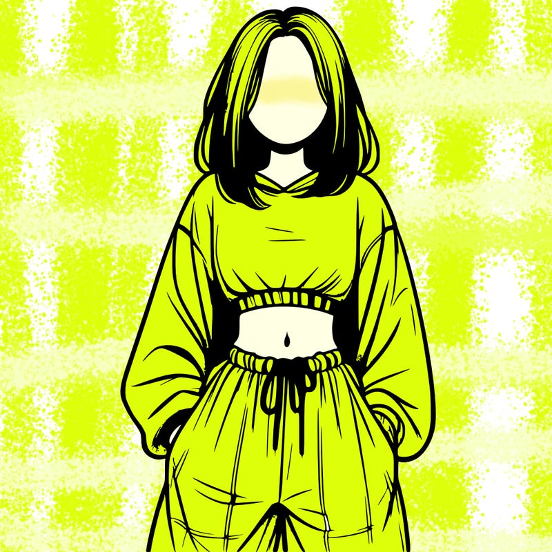 realistic girl faceless with baggy pants and a crop top