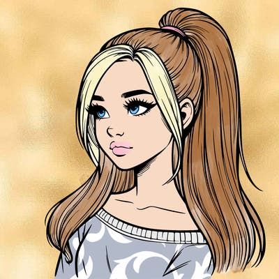 realistic girl with a high ponytail