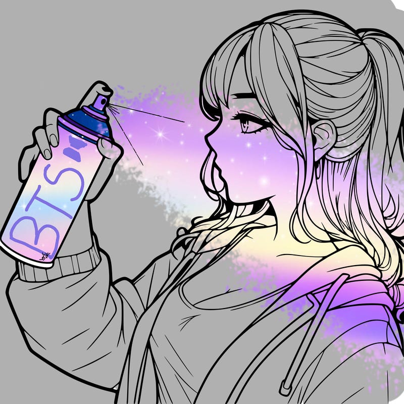 a realistic girl spray, painting