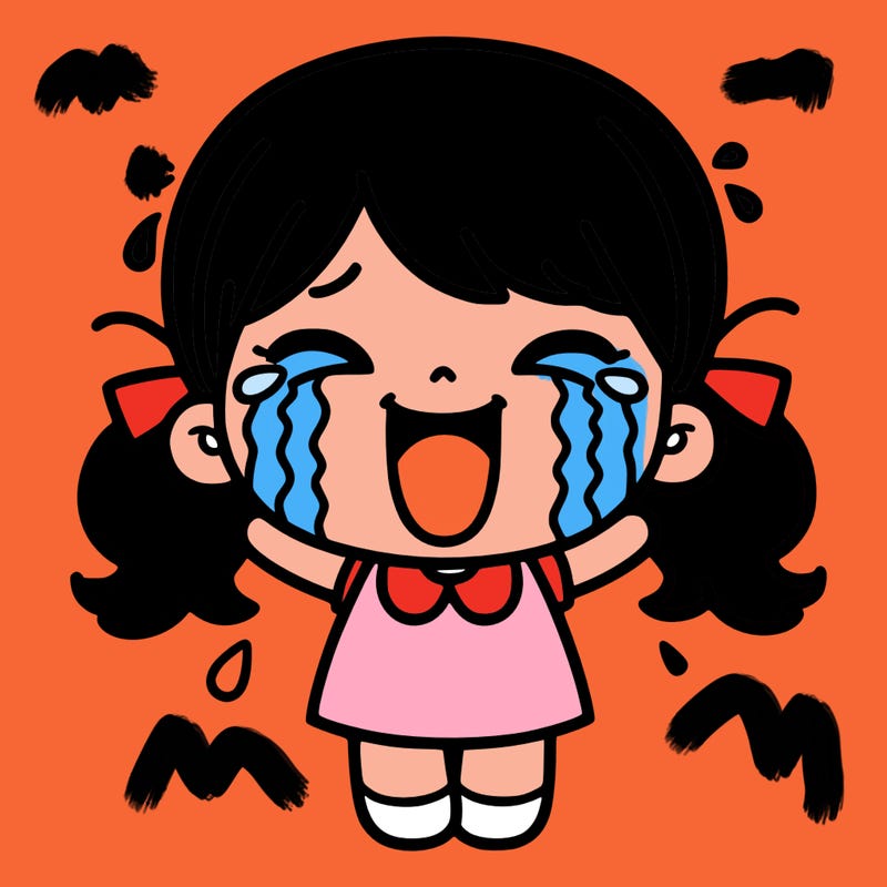 happy crying girl