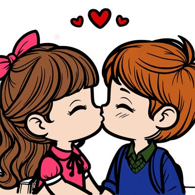 boy and girl kissing