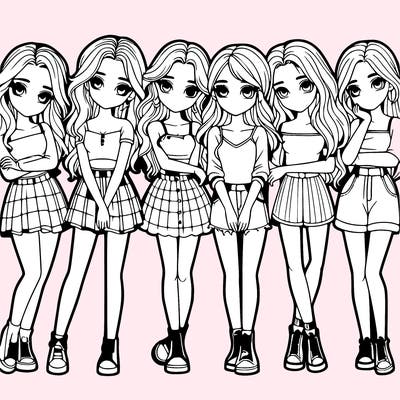 a group of girls realistic