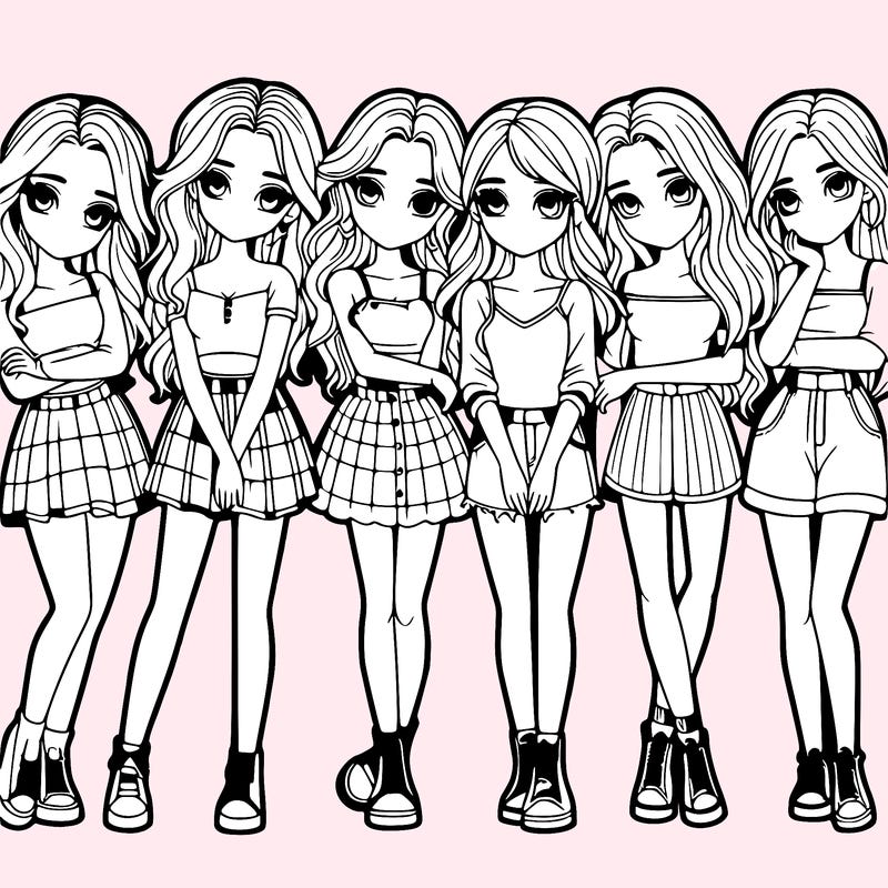 a group of girls realistic