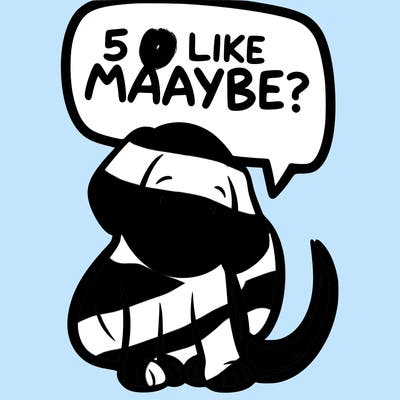 a puppy that says 5 like maybe