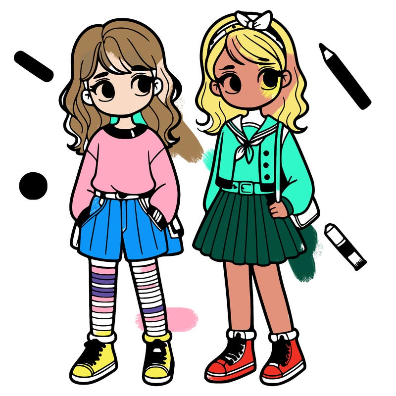 two girls standing next to each other