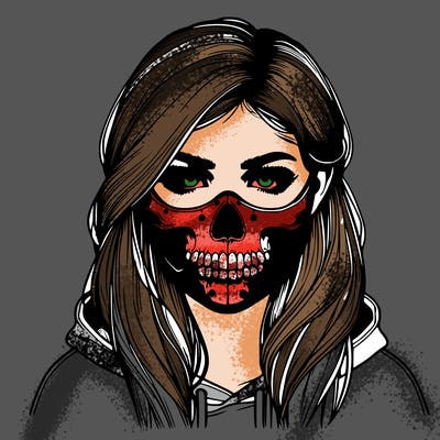 realistic girl with a scall mask