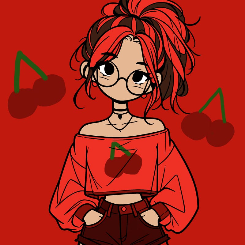 girl with a messy ponytail glasses a baggy crop top and jean shorts