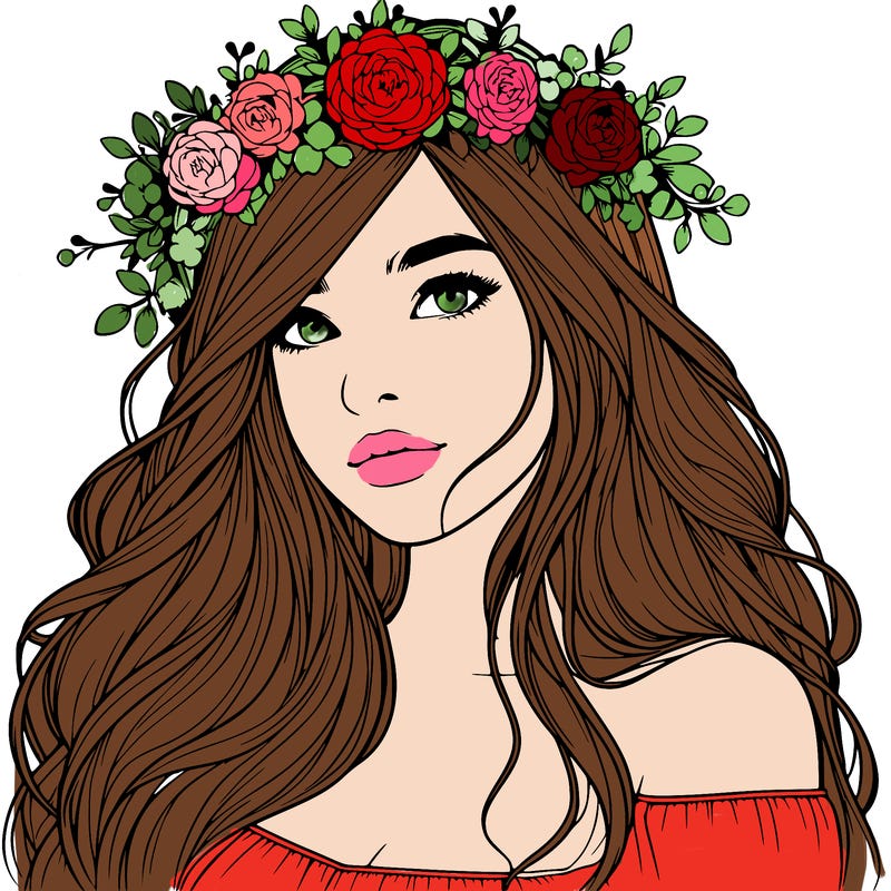 realistic girl with flower crown