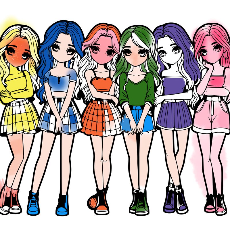 a group of girls realistic