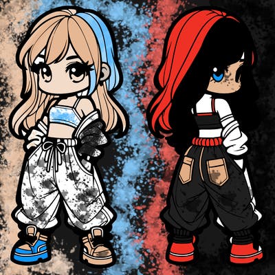 girl in crop top and baggy pants