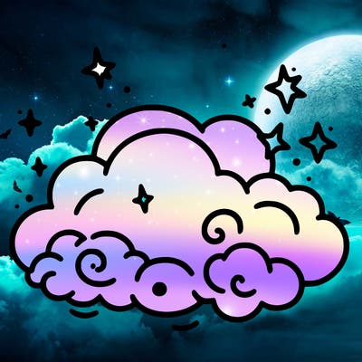 pink starry cloud sky