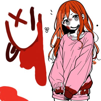 manga teen girl  in a sweater and baggy pants