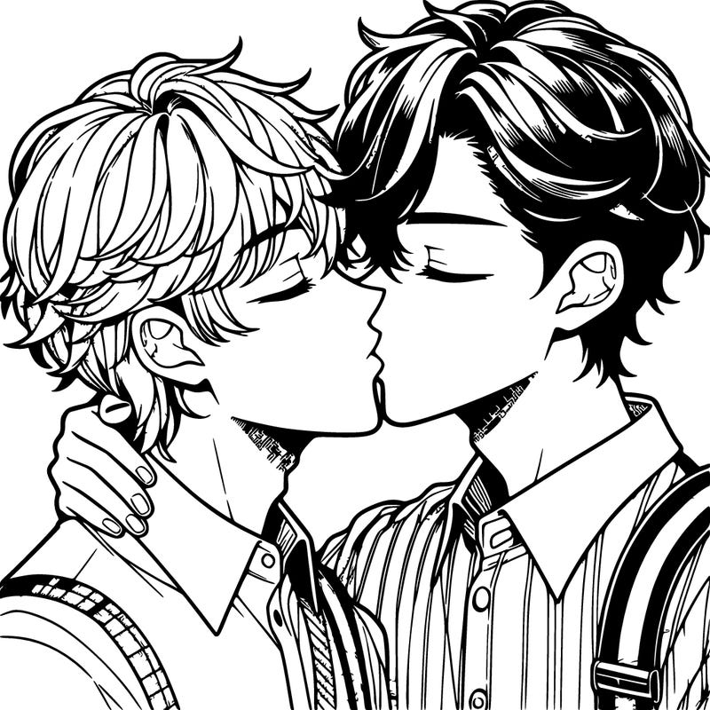 manga boys kissing each other