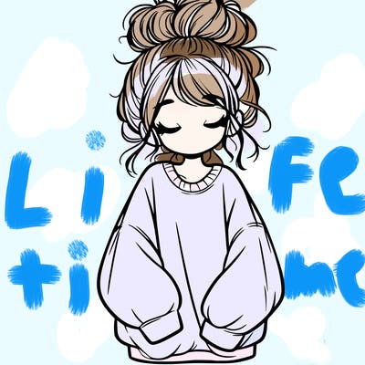 girl with baggy sweatshirt and messy bun
