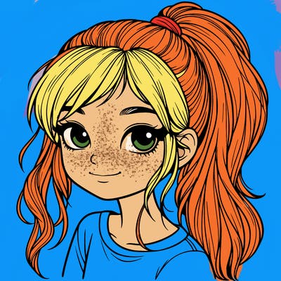 realistic girl with ponytail