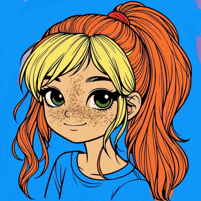 realistic girl with ponytail