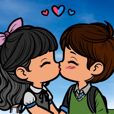 boy and girl kissing