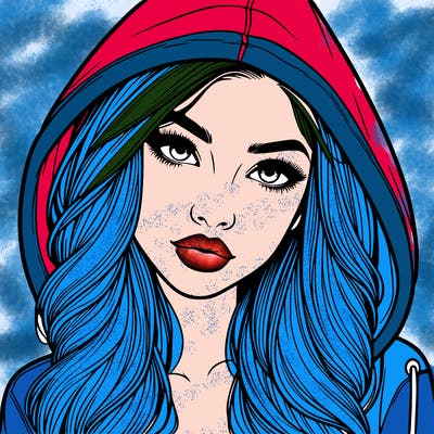 realistic beautiful girl with a hood on