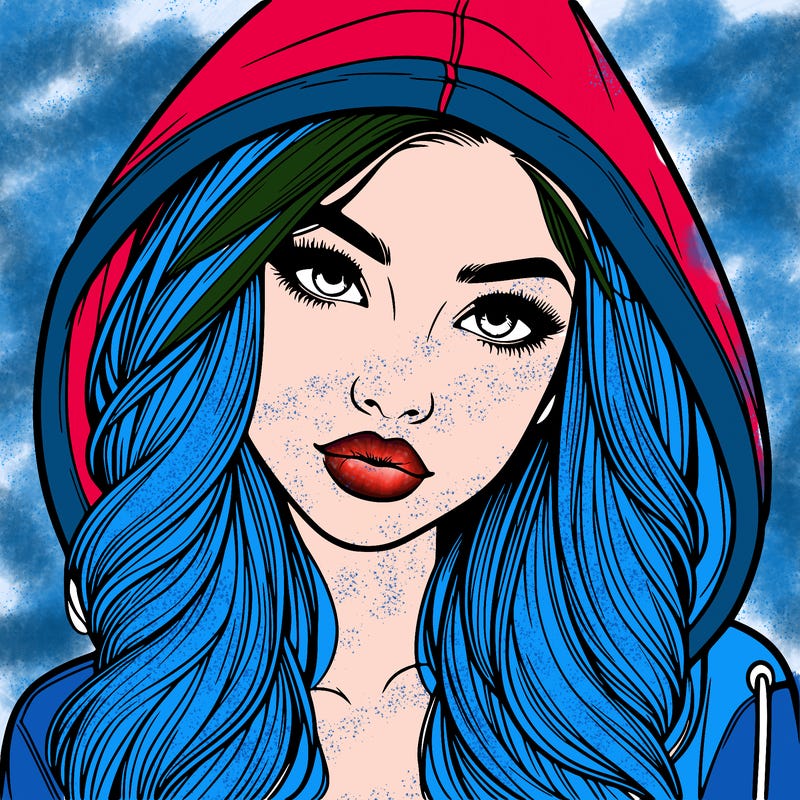 realistic beautiful girl with a hood on