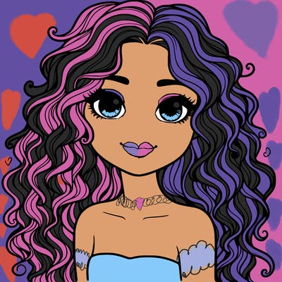 realistic cute woman with curly long hair