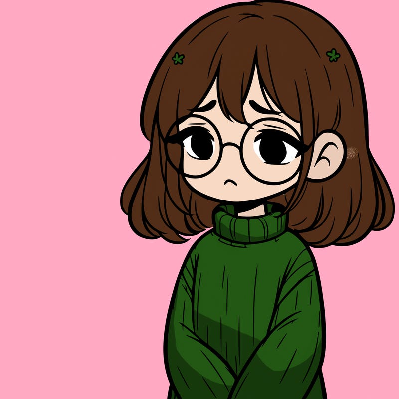 sad girl with glasses in a sweater