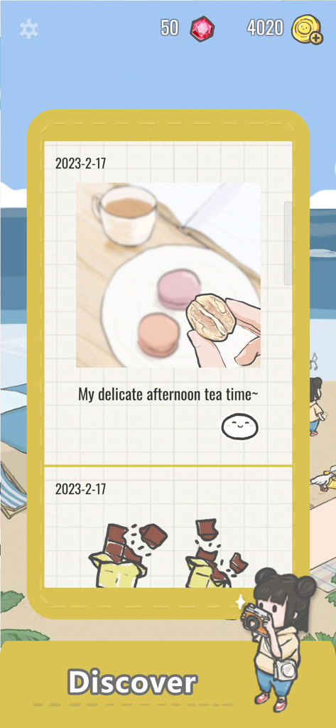 Tuana - Tuana app discovery page showing a digital journal entry for afternoon tea with macarons.