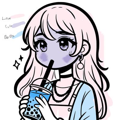 teenage girl drinking boba