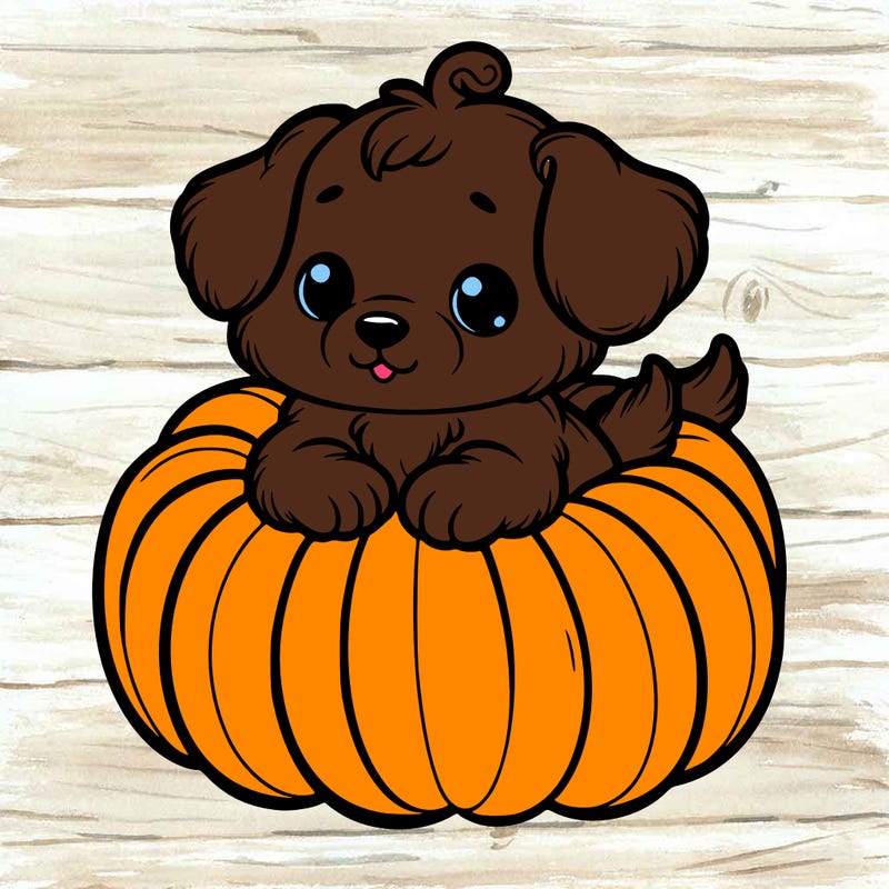 cute little puppy in a pumpkin