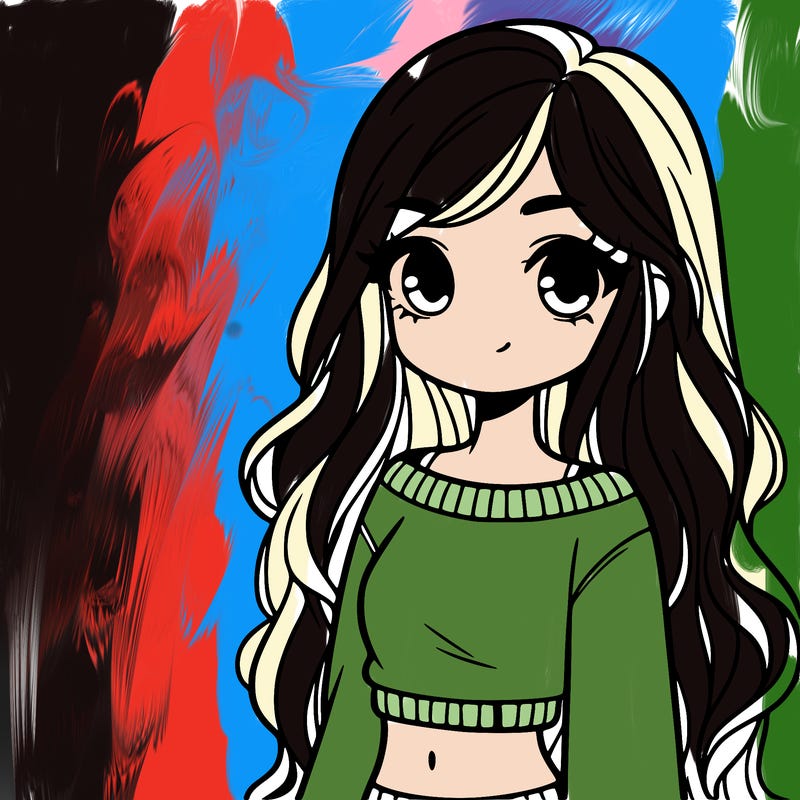 girl with long hair and a crop top with a sweater