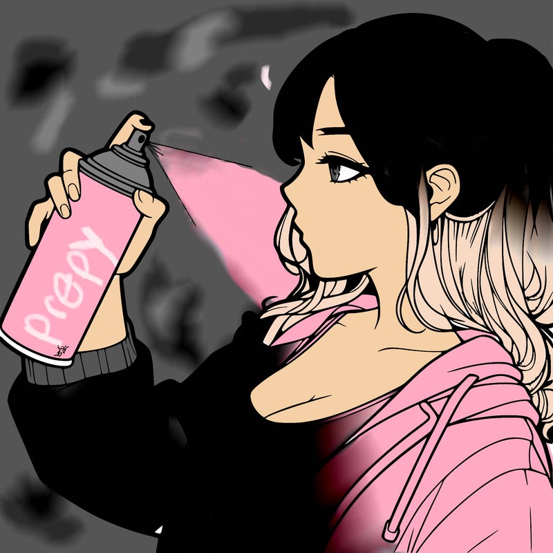 a realistic girl spray, painting