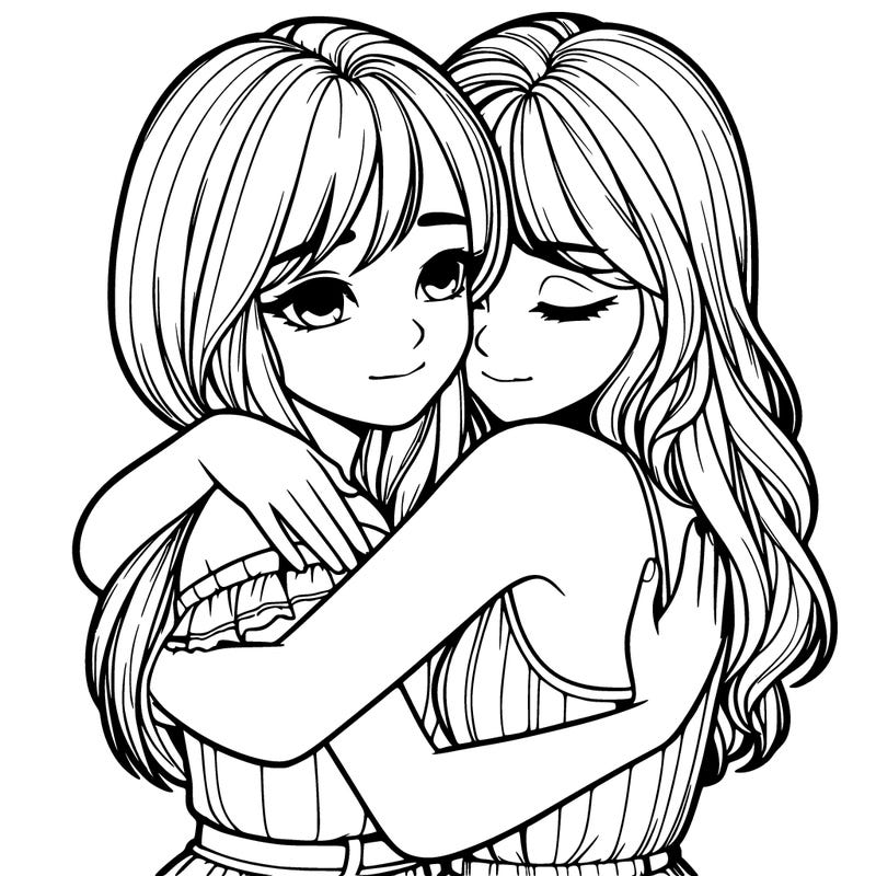 realistic girls hugging
