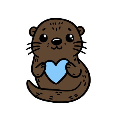otter with a heart
