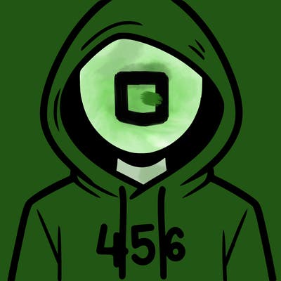 a person with non face waering a hoodie with a 456 symbol
