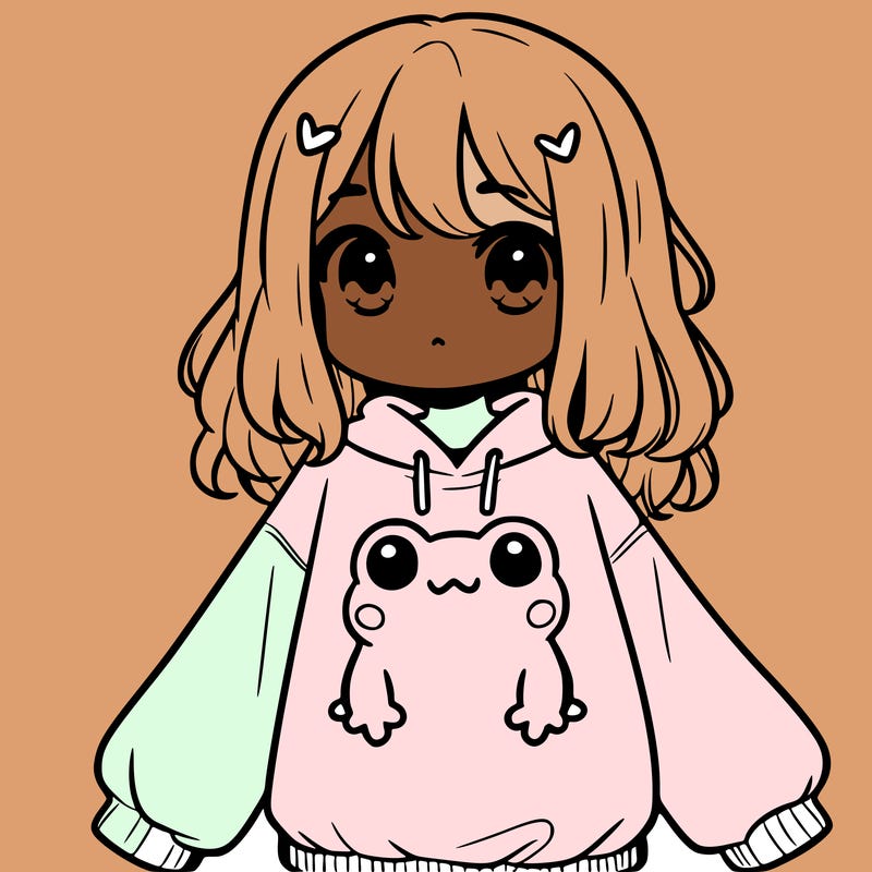 girl wearing frogging sweatshirt