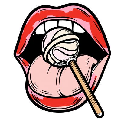 mouth with lolipop