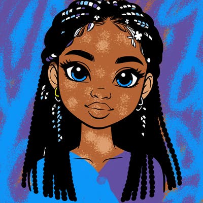 a realistic black girl with braids
