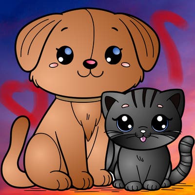 cat and puppy