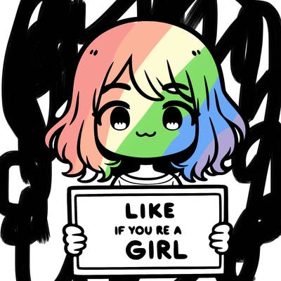 a cute girl holding a sign that says like if you’re a girl
