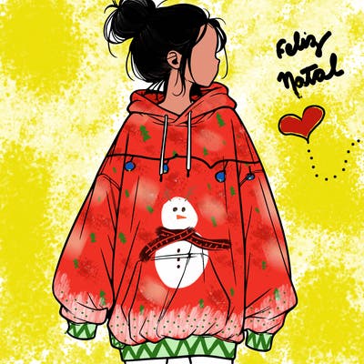 realistic girl with a oversized sweatshirt on and a bun