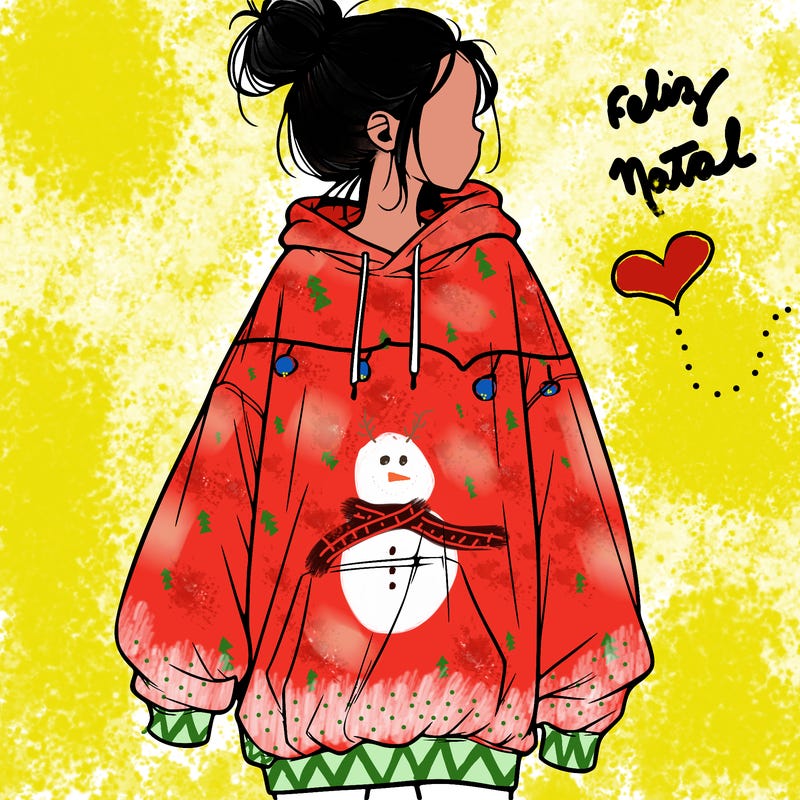 realistic girl with a oversized sweatshirt on and a bun