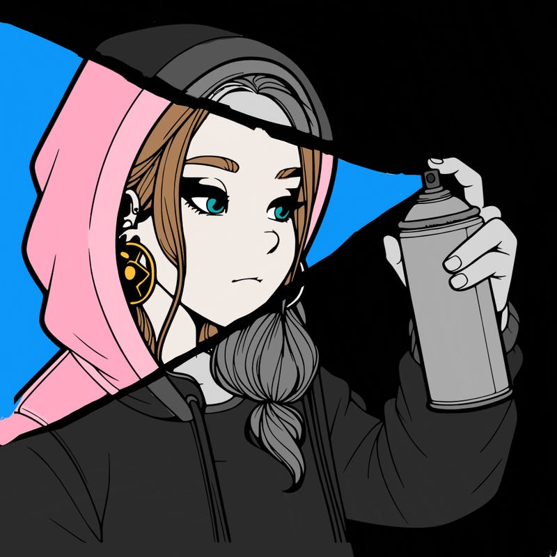 a realistic girl, spray painting