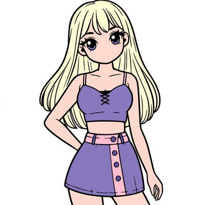 girl with a crop top and mini skirt